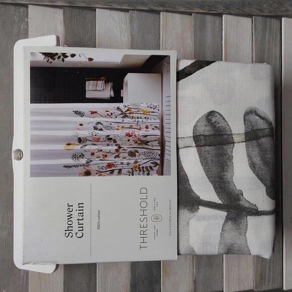 Floral Wave Shower Curtain White | Threshold - Picture 1 of 7